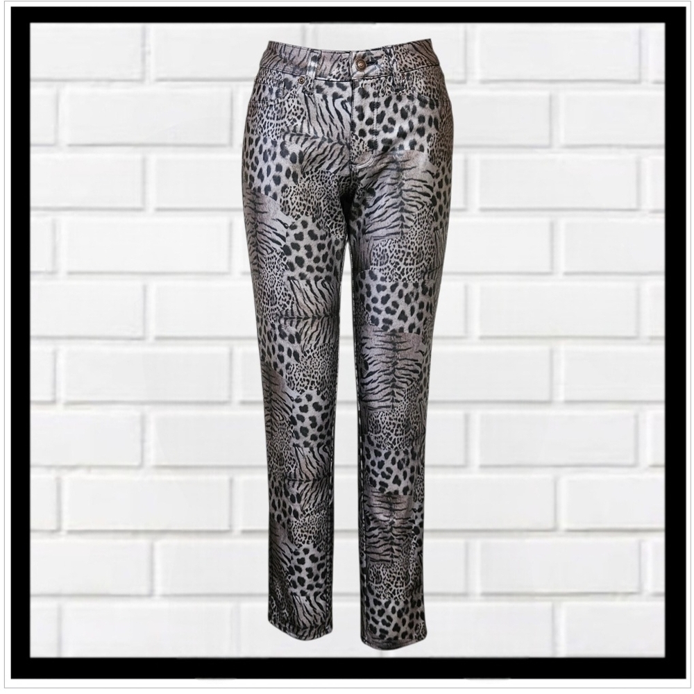 CIELO Women’s Skinny Pants Animal Print Brown/Taupe/Black Sz L